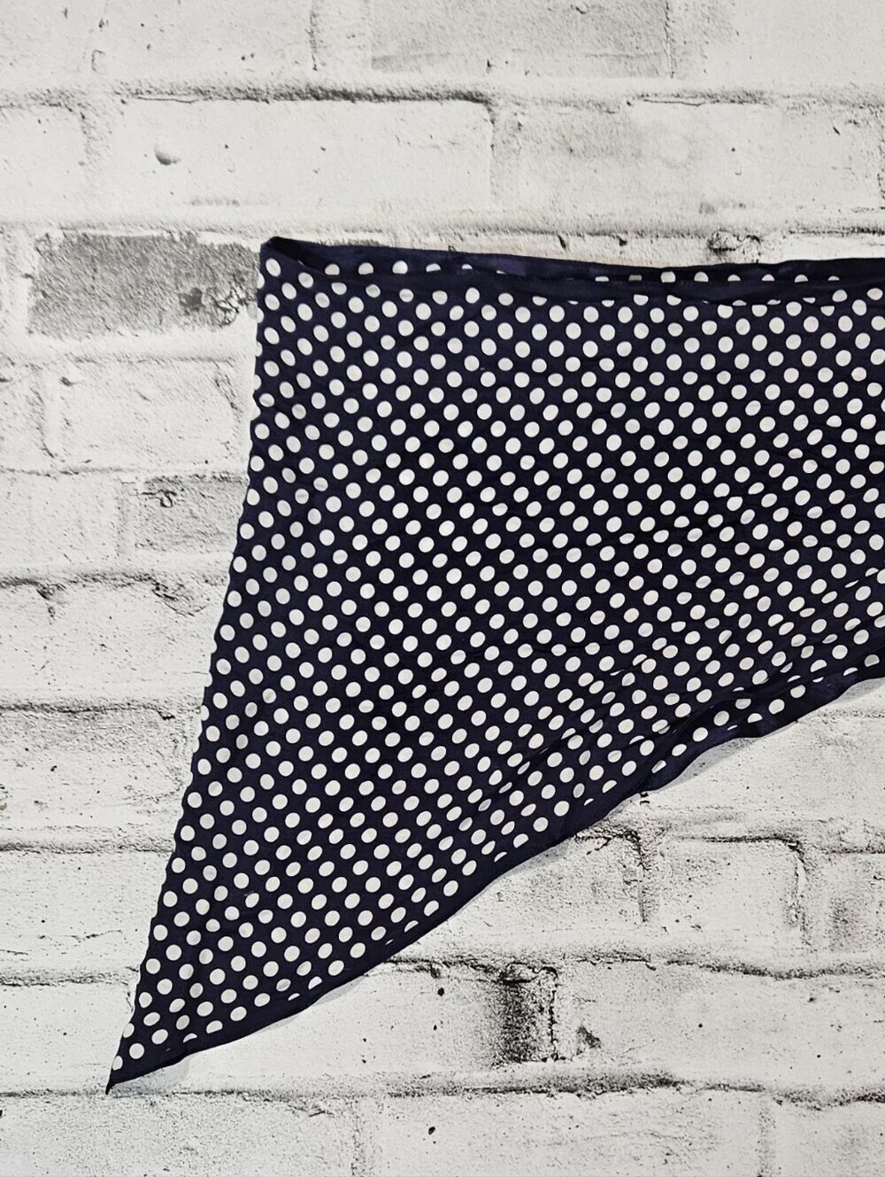 Vintage Navy Polka Dot Square Scarf Retro Pinup Neck Hair Scarf